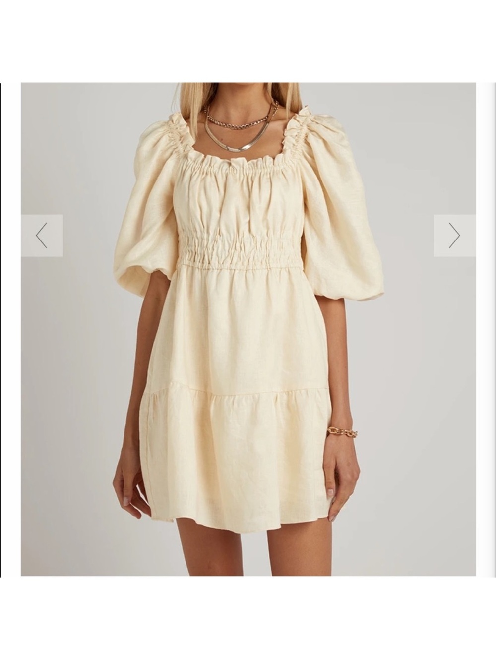 DISSH Cream Puff-Sleeve Mini Dress